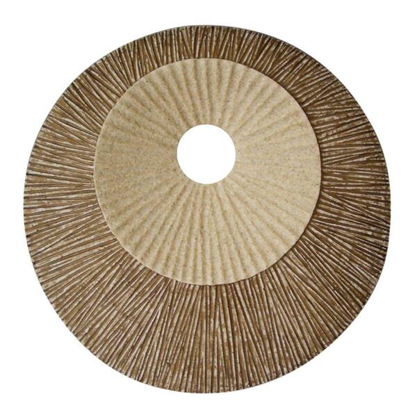 Benjara Sandstone Brown and Beige Round and Ribbed Double Layer Wall Art Medium