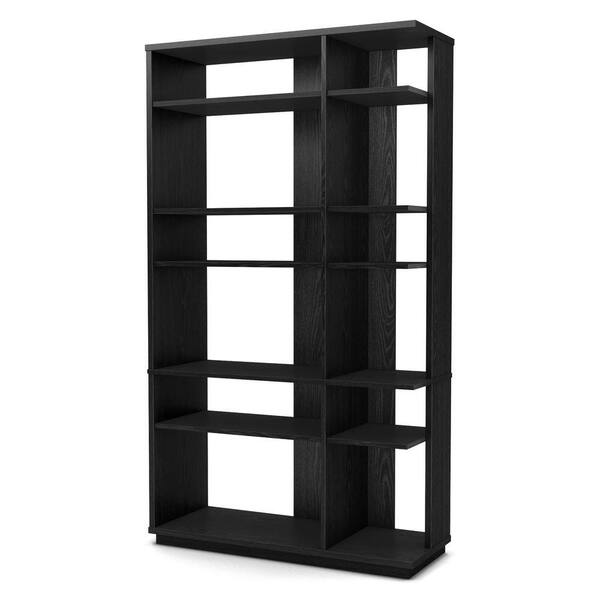 South Shore Equi 12-Shelf Bookcase in Black Oak