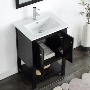 Bradford 24 in. W Traditional Bathroom Vanity in Black with Ceramic Vanity Top in White with White Basin