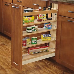 Natural Wood 5 Inch Pull Out Kitchen Cabinet Organizer Soft-Close