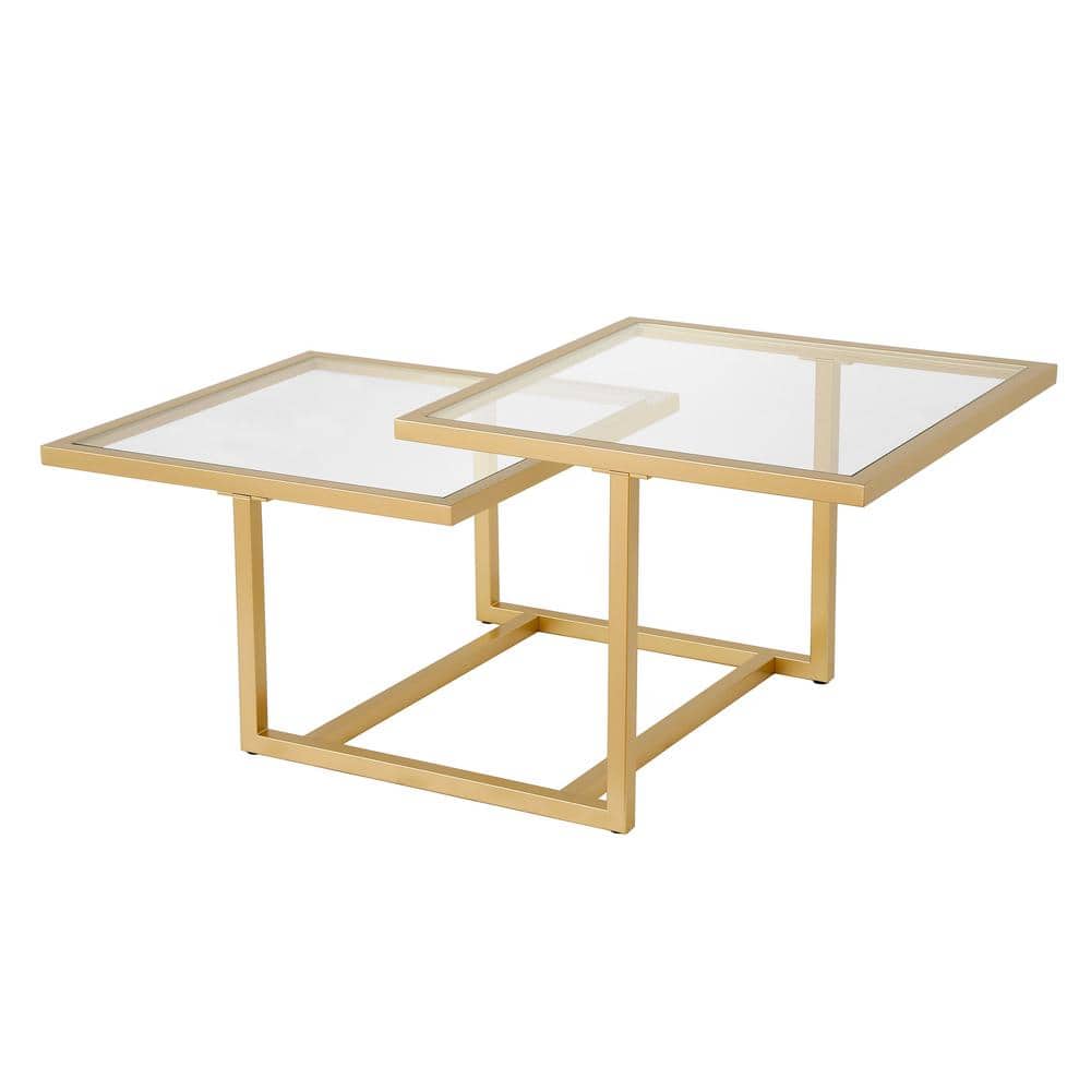 Amalie Brass and Glass Two-Tier Coffee Table