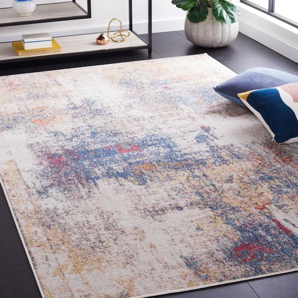 Phoenix 9 ft. x 12 ft. Ivory/Blue Rust Distressed Marble Area Rug