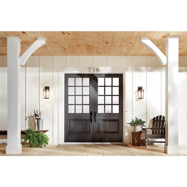 Atwood 14.25 in. 1-Light Brownst1 Outdoor Hardwired Wall Lantern Sconce with No Bulbs Included (1-Pack)