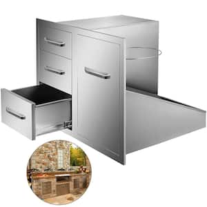 Outdoor Kitchen Door Drawer Combo 29.5 in. W x 22.6 in. H x 21.7 in. D Access Drawers with Adjustable Garbage Ring
