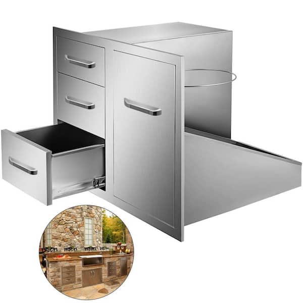 VEVOR Outdoor Kitchen Door Drawer Combo 29.5 in. W x 22.6 in. H x 21.7 in. D Access Drawers with Adjustable Garbage Ring