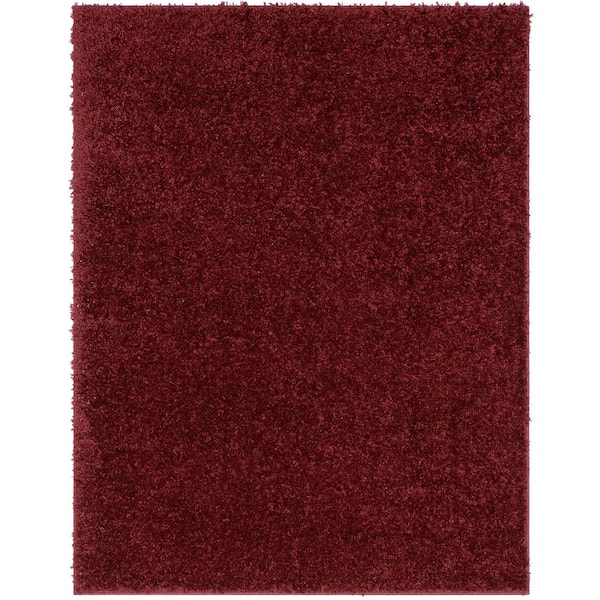 Well Woven Elle Basics Emerson Solid Shag Red 3 ft. 11 in. x 5 ft. 3 in. Area Rug