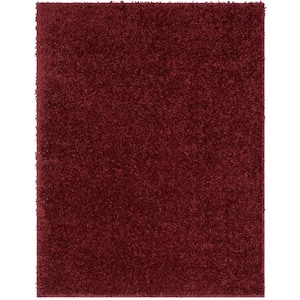 Elle Basics Emerson Solid Shag Red 7 ft. 10 in. x 9 ft. 10 in. Area Rug
