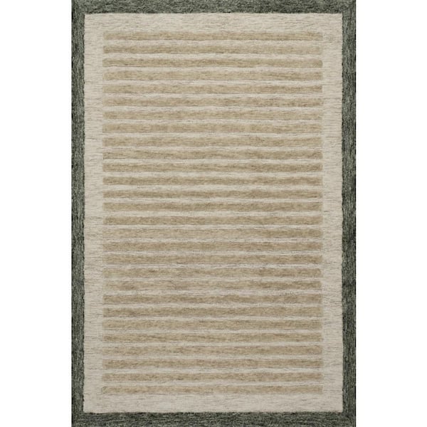 Carmeon Hamilton x Rugs Caly Modern Bordered Wool Beige 5 ft. x 8 ft. Indoor Area Rug
