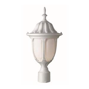 Hamilton 1-Light White Outdoor Lamp Post Light Fixture with Opal Glass
