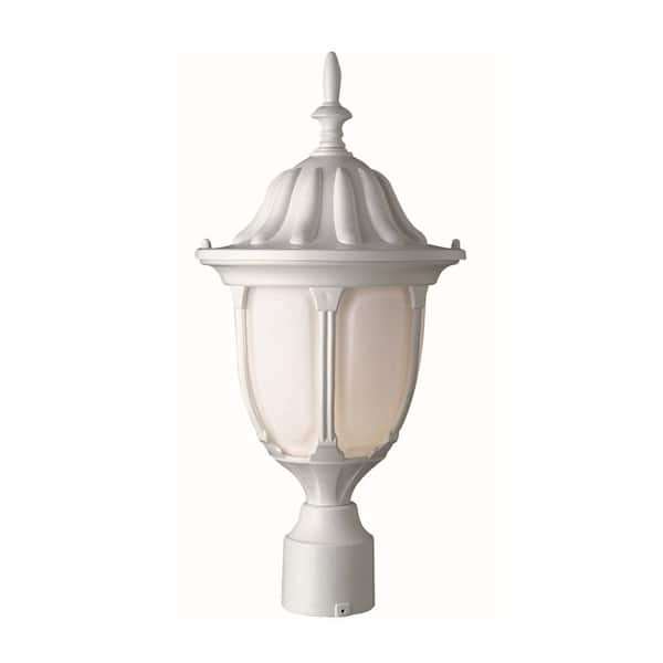 Bel Air Lighting Hamilton 1-Light White Outdoor Lamp Post Light Fixture with Opal Glass
