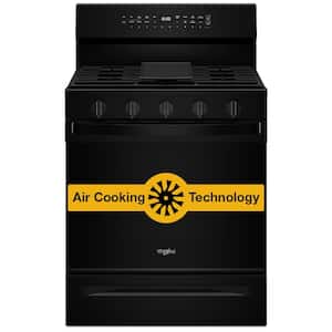 30 in. 5-Burners Freestanding Gas Smart Range in Black with Air Cooking Technology
