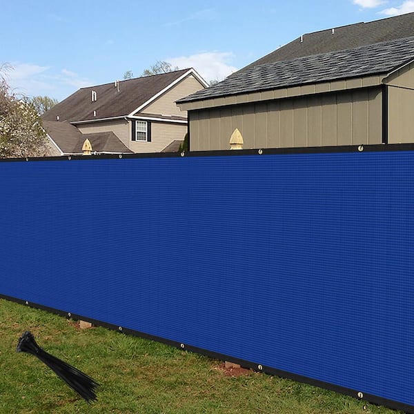6 ft. x 50 ft. HDPE Privacy Fence Screen with Copper Grommets, 90% UV Blockage, Cable Zip Ties Included, Blue