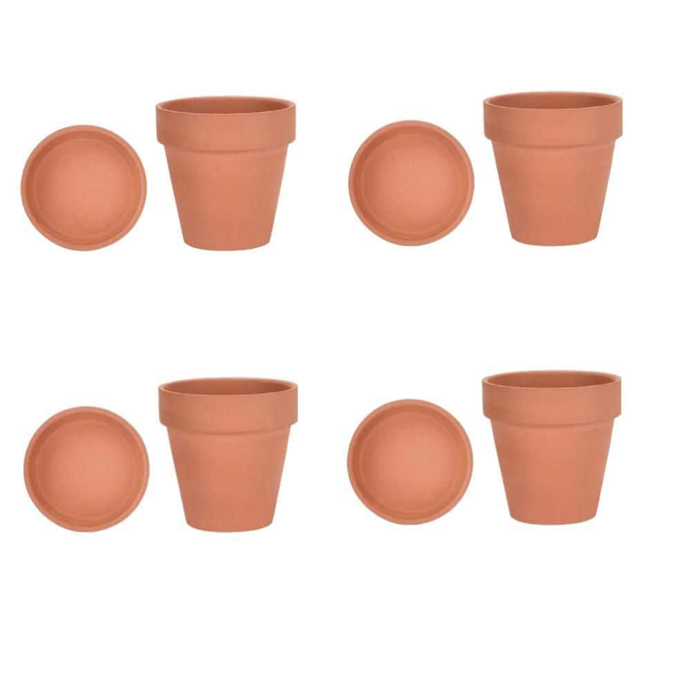4-Pack 5.9 in. W x 5.5 in. H Clay Planter with Drainage Hole, Terracotta Pots for Indoor Outdoor Plants, Brown price history on PriceWatchPro