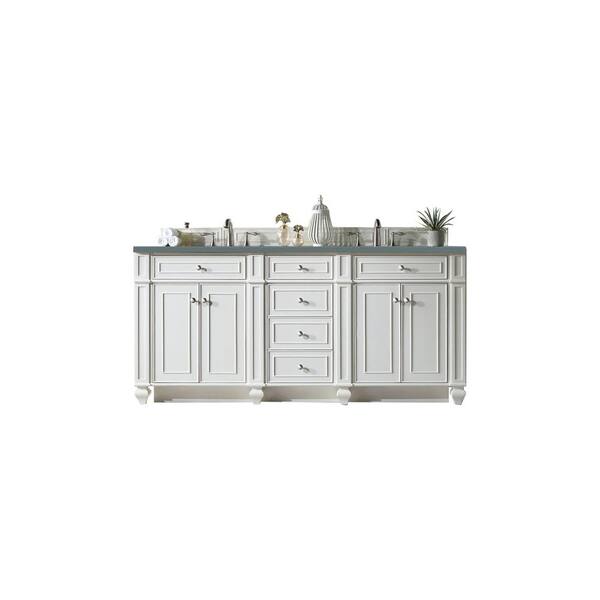 James Martin Vanities Bristol 72.0 in. W x 23.5 in. D x 34 in. H Bathroom Vanity in Bright White with Cala Blue Quartz Top