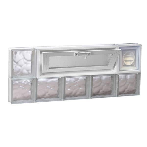 Clearly Secure 34.75 in. x 13.5 in. x 3.125 in. Frameless Wave Pattern Vented Glass Block Window with Dryer Vent