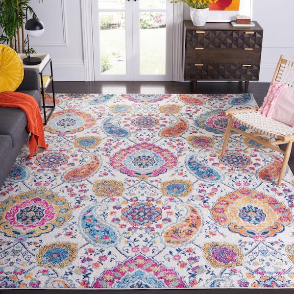 Madison Cream/Multi 8 ft. x 8 ft. Medallion Floral Square Area Rug