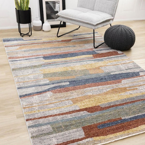Ceyra Collections 5 ft. x 8 ft. Grey Organic Indoor Area Rug