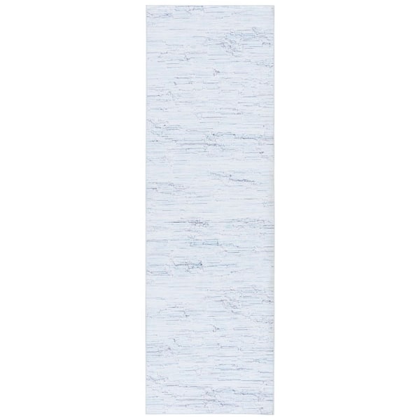 Tacoma Gray/Turquoise 3 ft. x 8 ft. Machine Washable Solid Marle Runner Rug