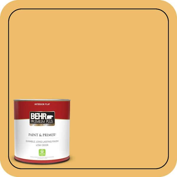 BEHR PREMIUM PLUS 1 qt. Home Decorators Collection #HDC-MD-24 Luscious Lemon Flat Low Odor Interior Paint & Primer