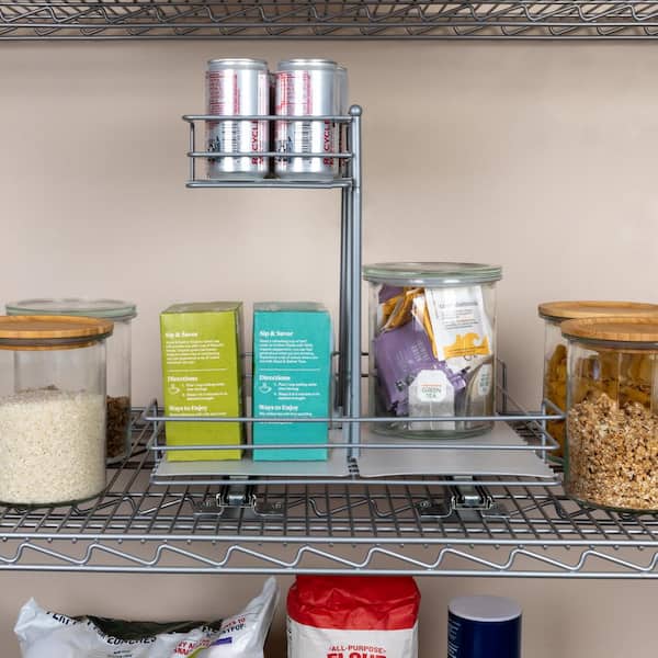 Household Essentials White Pull Out Cabinet and Pantry Organizer Double Sided 2 Tier, Undersink