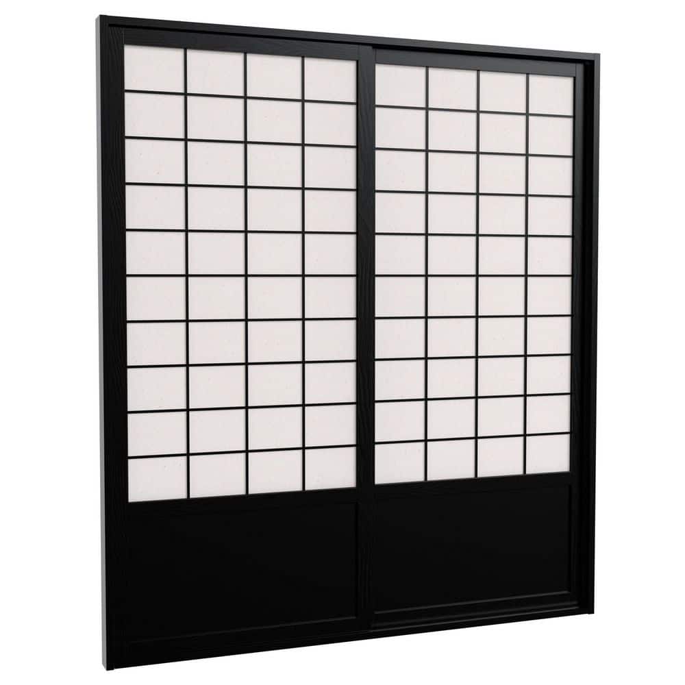 Zen Black Shoji Sliding Door Kit with Rice Paper Shade