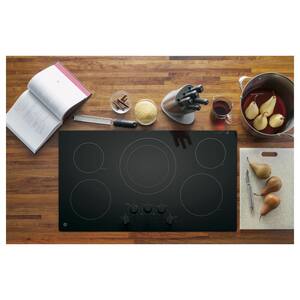 36 in. Radiant Electric Cooktop Built-in Knob Control in Black with 5 Elements