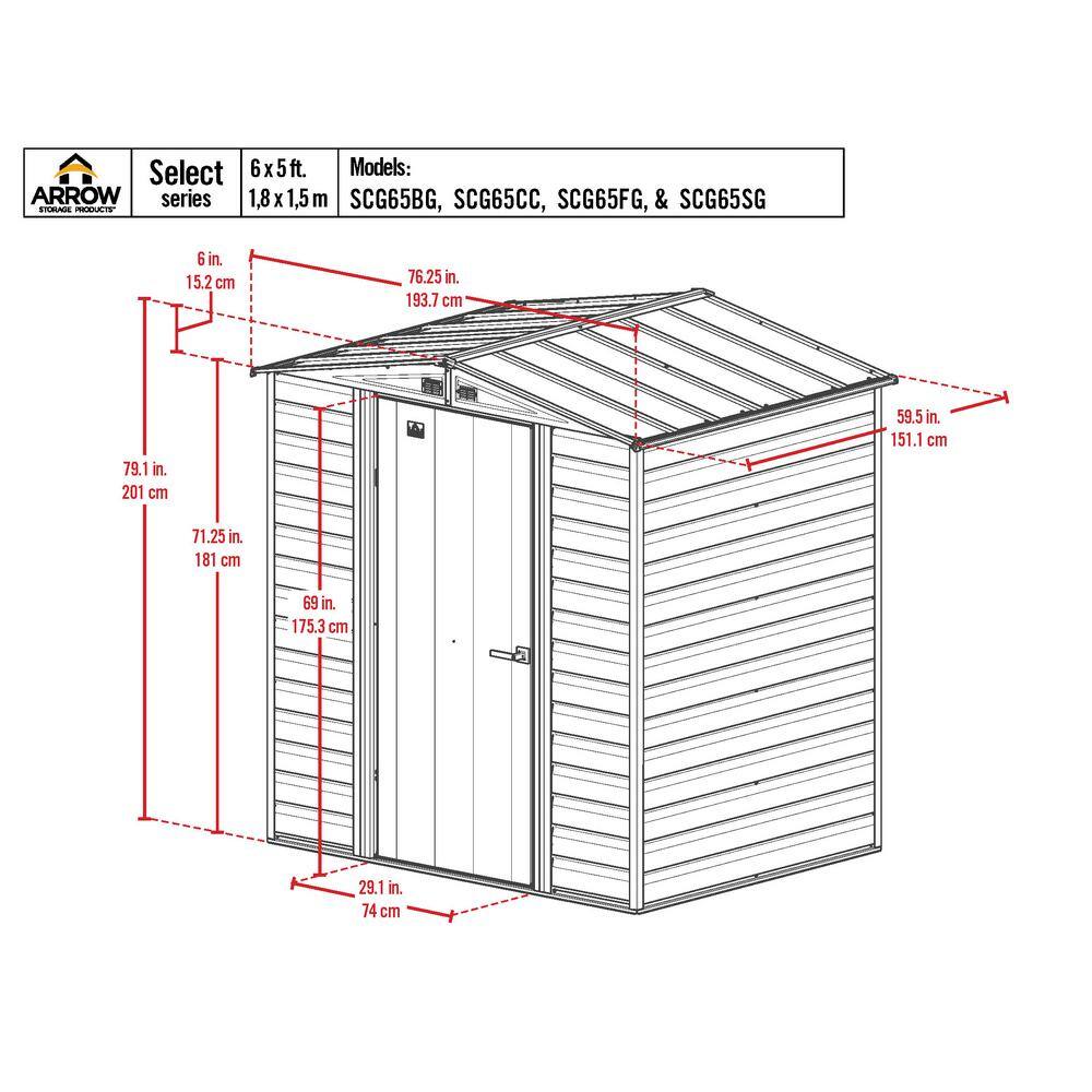 Sage Green 6x5 Steel Peak Roof Storage Shed
