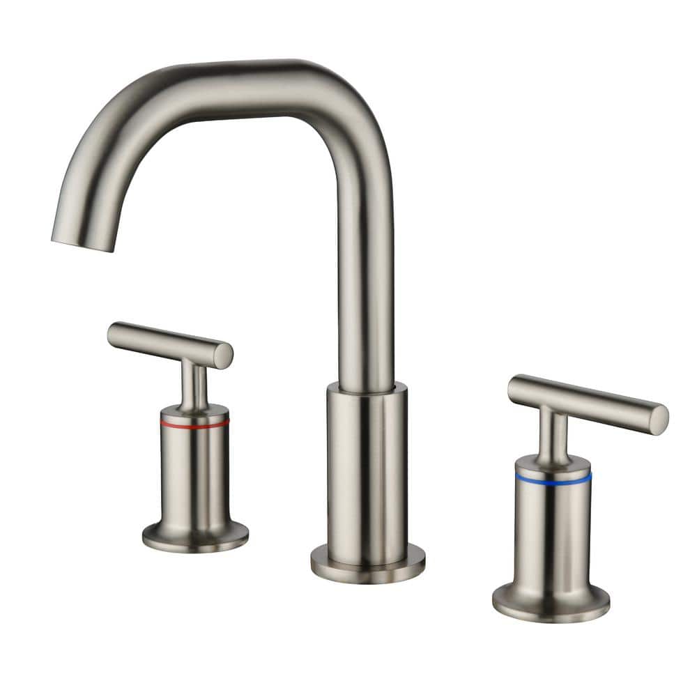 冷暖房/空調 加湿器 Mondawe 8 in. Widespread Double Handle 3 Hole Round Brass Bathroom Sink  Faucet in Brushed Nickel MD1511BN - The Home Depot