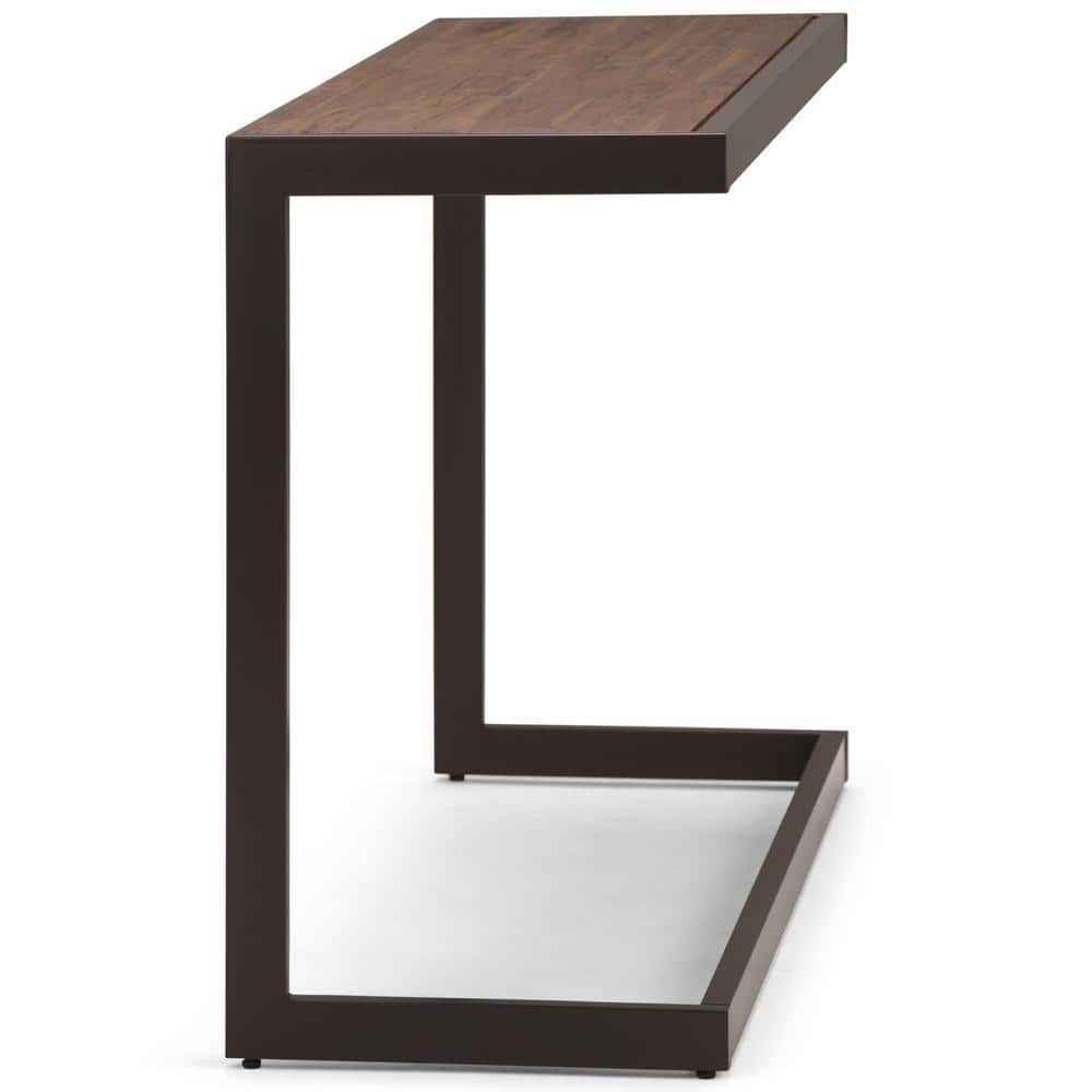 Erina 52" Rustic Natural Aged Brown Solid Acacia & Metal Console Table