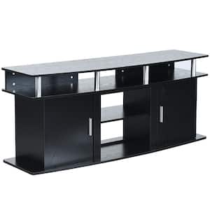63 in. Black TV Stand Entertainment Console Center Fits TV's Up to 70'' W/2 Cabinets