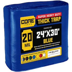 24 ft. x 30 ft. Blue 20 Mil Heavy Duty Polyethylene Tarp, Waterproof, UV Resistant, Rip and Tear Proof