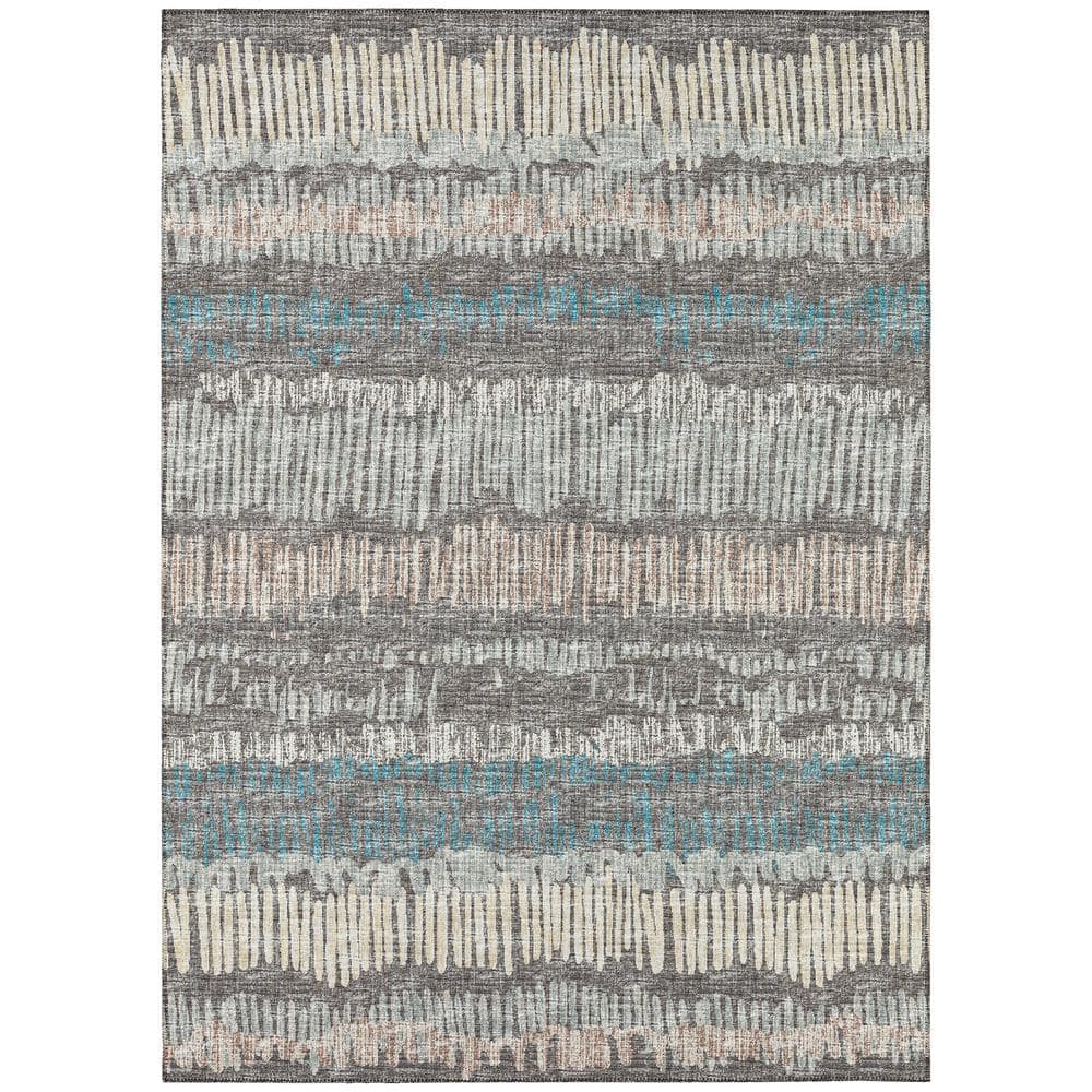 Rylee Grey 3 ft. x 5 ft. Geometric Indoor/Outdoor Area Rug
