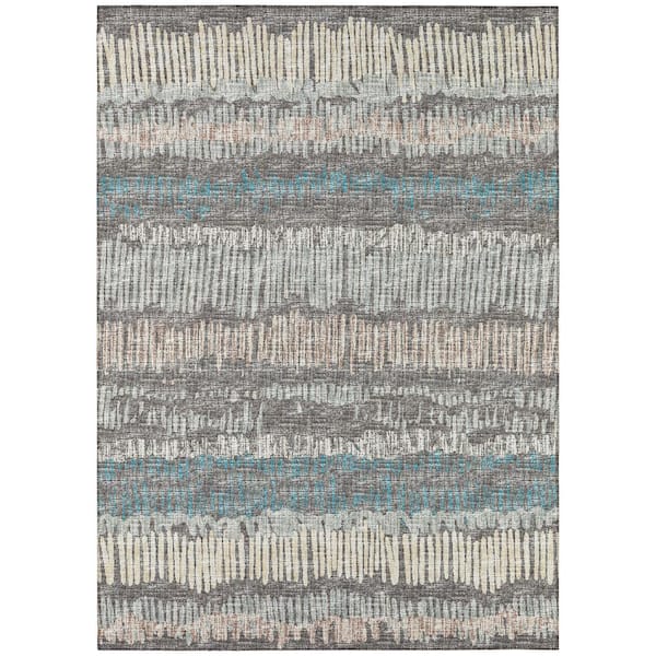 Addison Rugs Rylee Grey 5 ft. x 7 ft. 6 in. Geometric Indoor/Outdoor Area Rug