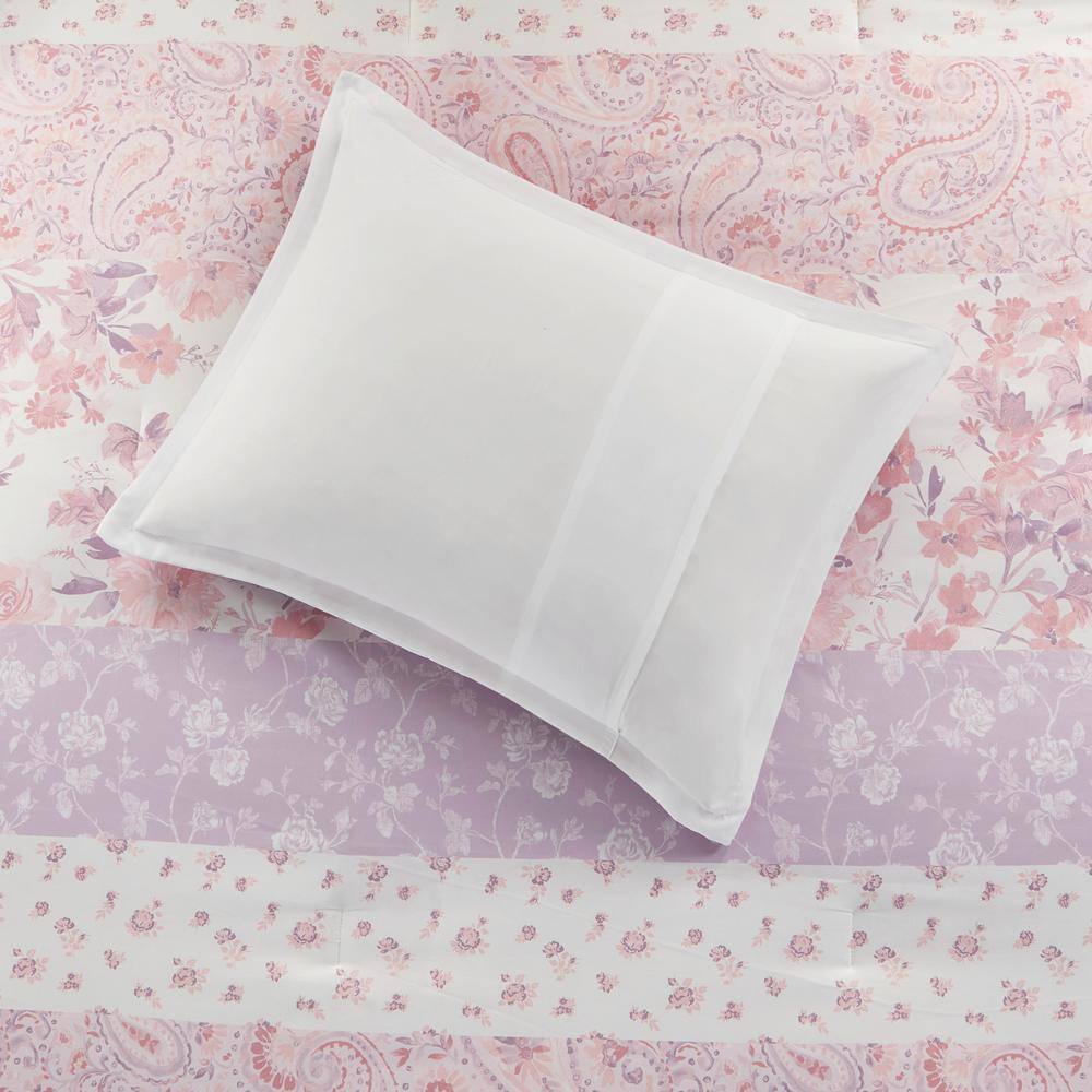 Romantic Pink Floral Paisley Full Comforter Set with Microfiber