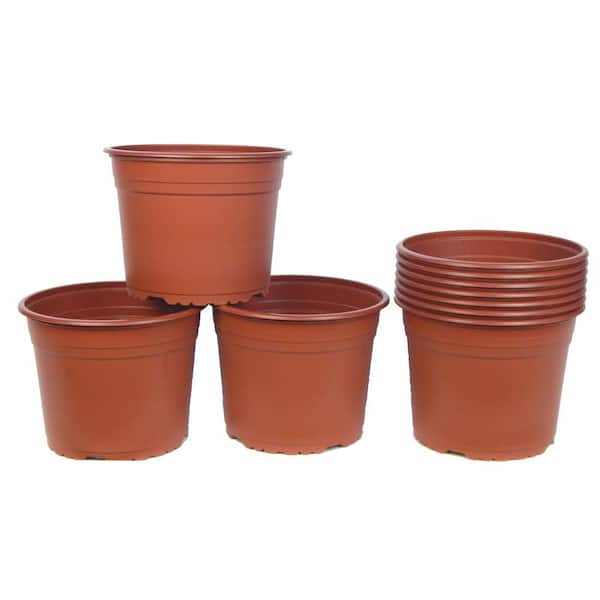 TEKU 8 in. Terra Cotta Plastic Round Pot (10-Pack)