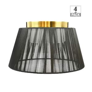 13 in. Black Mesh Japandi Design LED Flush Mount Ceiling Light Matte Gold Housing 800 Lumens Adjustable CCT (4-Pack)