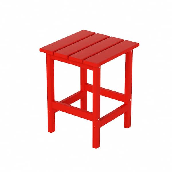 WESTIN OUTDOOR Mason 18 in. Red Poly Plastic Fade Resistant Outdoor Patio Square Adirondack Side Table