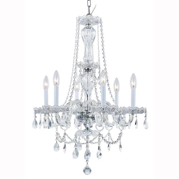 Hampton Bay Lake Point 6-Light Chrome and Crystal Chandelier Light Fixture