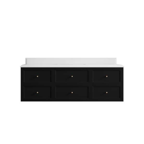 Willow Collections Roswell 60 in. Single Sink Freestanding Black Bath Vanity with White Qt. Top Unassembled