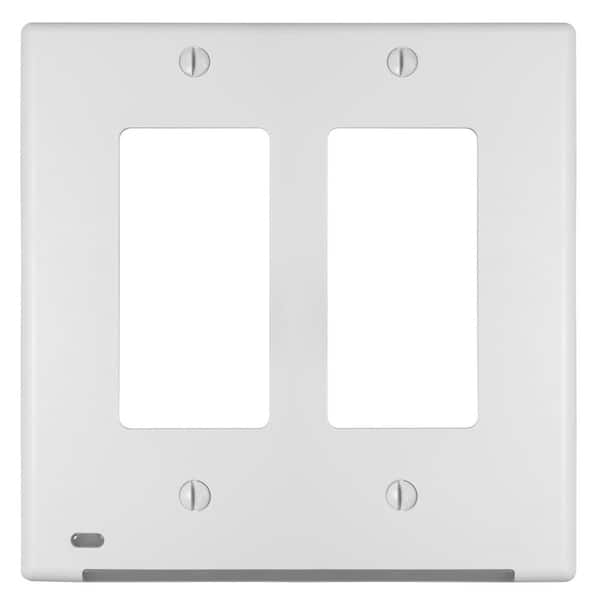 Stick Rocker Plate AMERELLE 1-Pack GloCover 2-Gang Glossy White Decorator/Rocker Plate ...