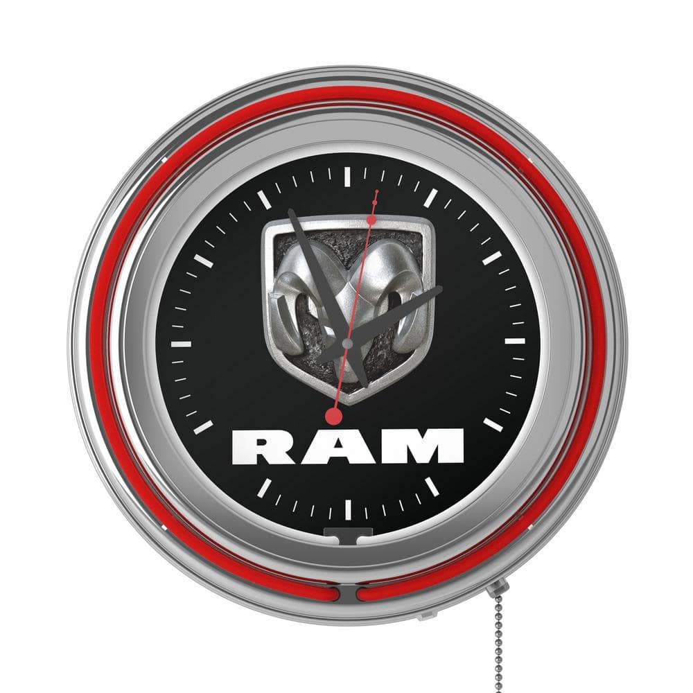 Neon Wall Clock Logo Black and Red with Pull Chain-Pub Garage