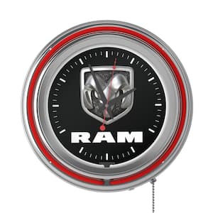 Neon Wall Clock Logo Black and Red with Pull Chain-Pub Garage or Man Cave Accessories Double Rung Analog Clock