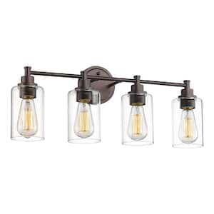 24.75 in. 4-Light Oil Rubbed Bronze Vanity Light with Clear Glass Shade