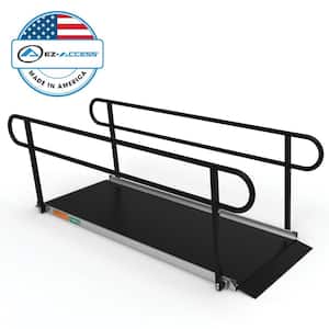 GATEWAY 3G 8 ft. Aluminum Solid Surface Black Wheelchair Ramp with Black 2-Line Handrails