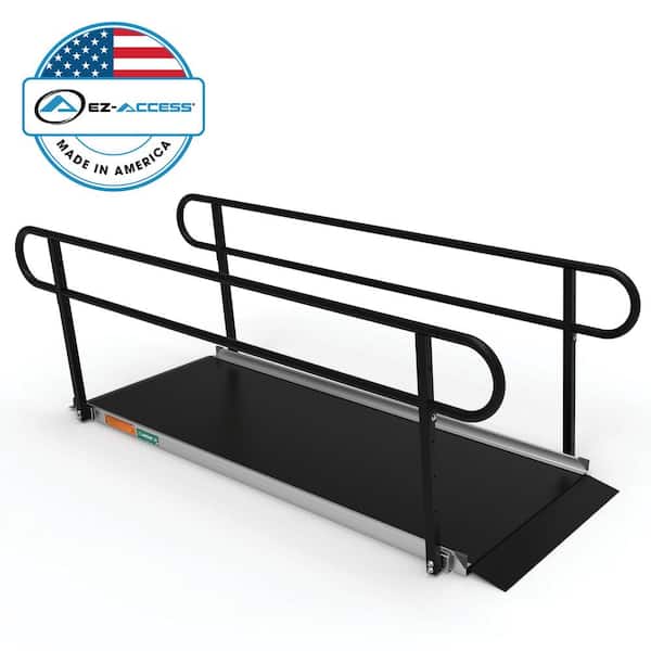 EZ-ACCESS GATEWAY 3G 8 ft. Aluminum Solid Surface Black Wheelchair Ramp with Black 2-Line Handrails