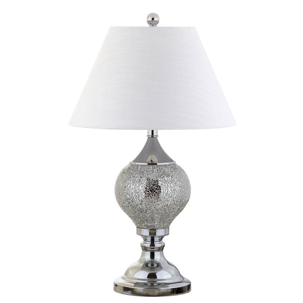 Louise 27" Mirrored Chrome Table Lamp with White Shade