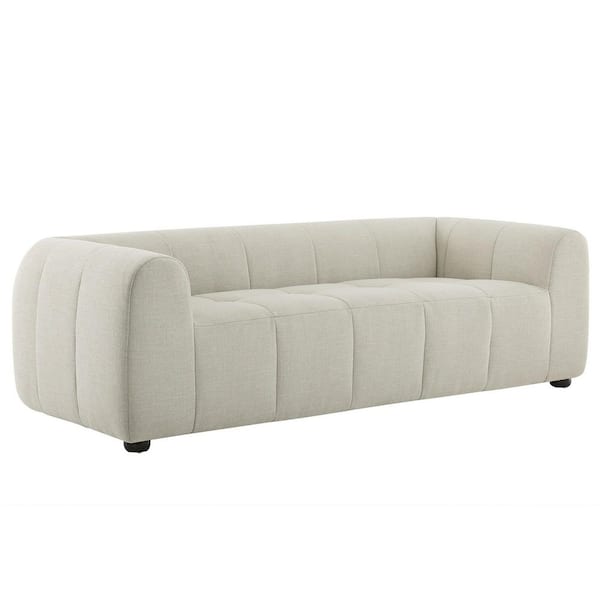 Liana 86.6 in. Square Arm Fabric Rectangle Sofa in Linen Gray