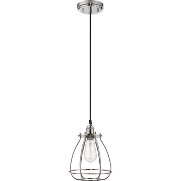 SATCO 1-Light Polished Nickel Incandescent Ceiling Pendant Light