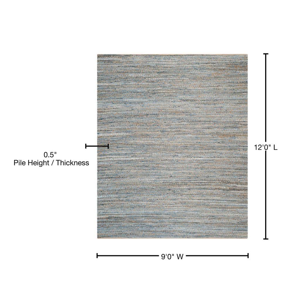 Coastal Breeze Hand-Woven Blue Wool 9' x 12' Area Rug