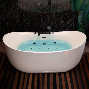 72 in. x 35 in. Acrylic Whirlpool and Air with Inline Heater Bathtub, Tub Filler, Drain and Overflow Included in White